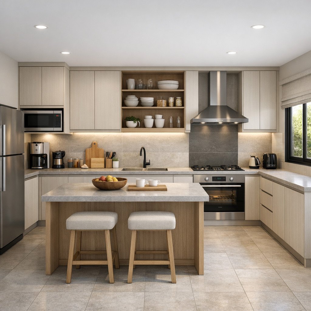 Dapur 3 meter yang fungsional dan nyaman untuk aktivitas keluarga