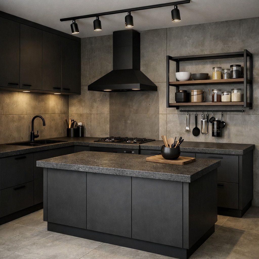 Desain dapur industrial minimalis dengan sentuhan tegas dan modern
