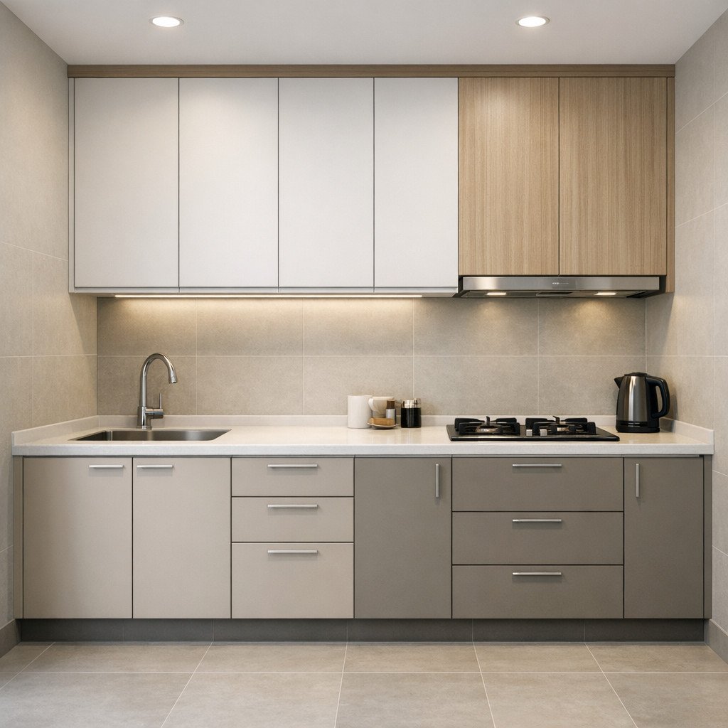 Kitchen set HPL premium yang rapi, kuat, dan tahan lama