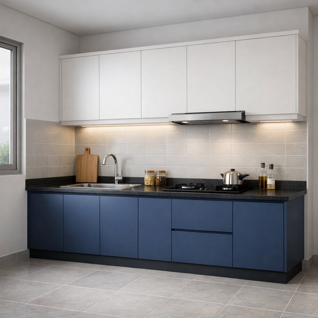 Kitchen set PVC dua warna yang modern dan terasa lebih dinamis