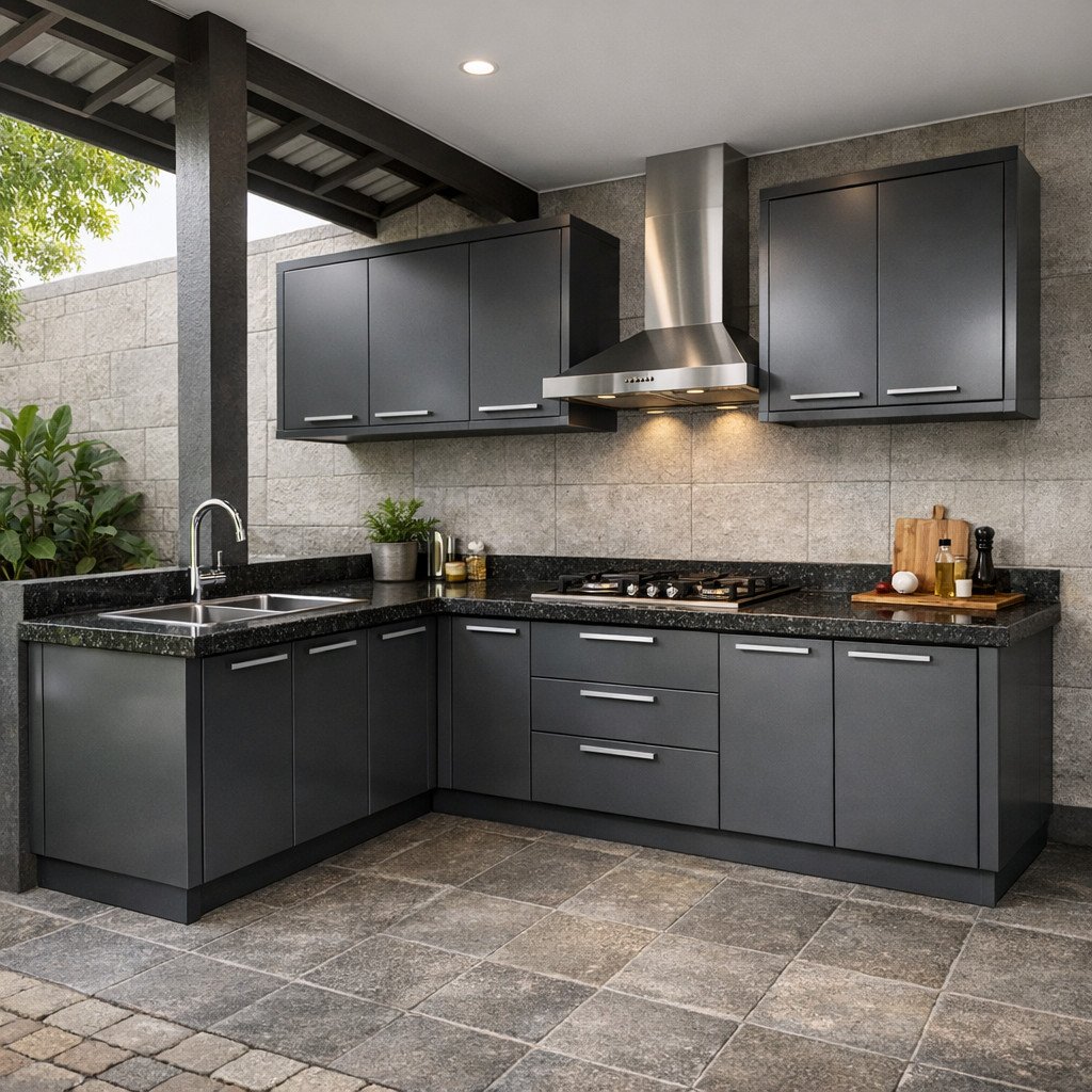 Kitchen set aluminium ACP outdoor yang kuat dan tahan cuaca