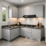 Kitchen set aluminium L-shape yang memaksimalkan sudut dapur kecil