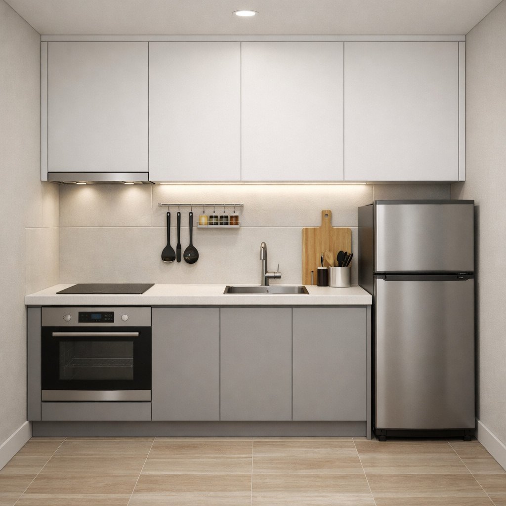 Kitchen set minimalis compact untuk ruang kecil yang fungsional dan efisien