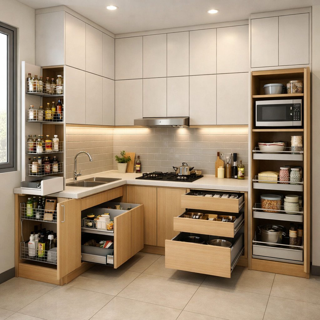 Kitchen set minimalis dapur kecil dengan penyimpanan maksimal