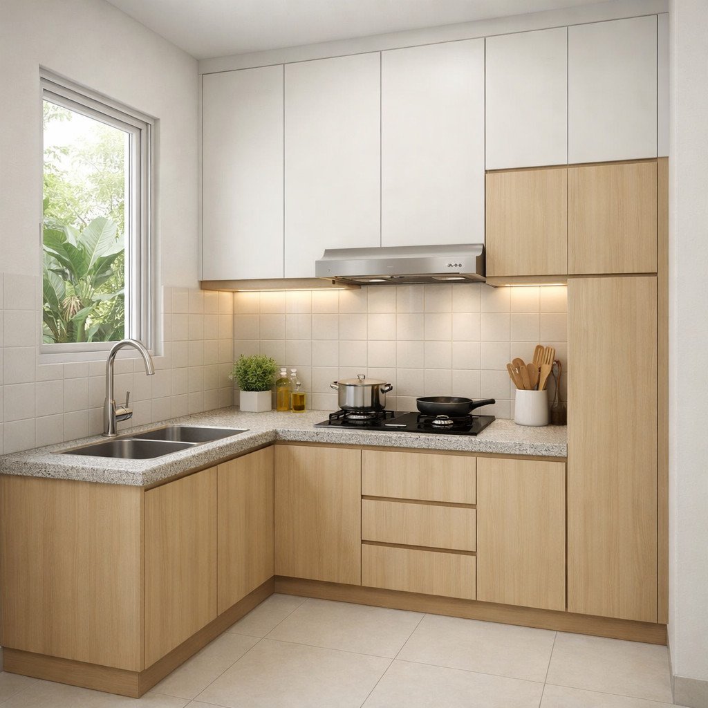 Kitchen set minimalis kecil dengan storage maksimal dan tetap rapi