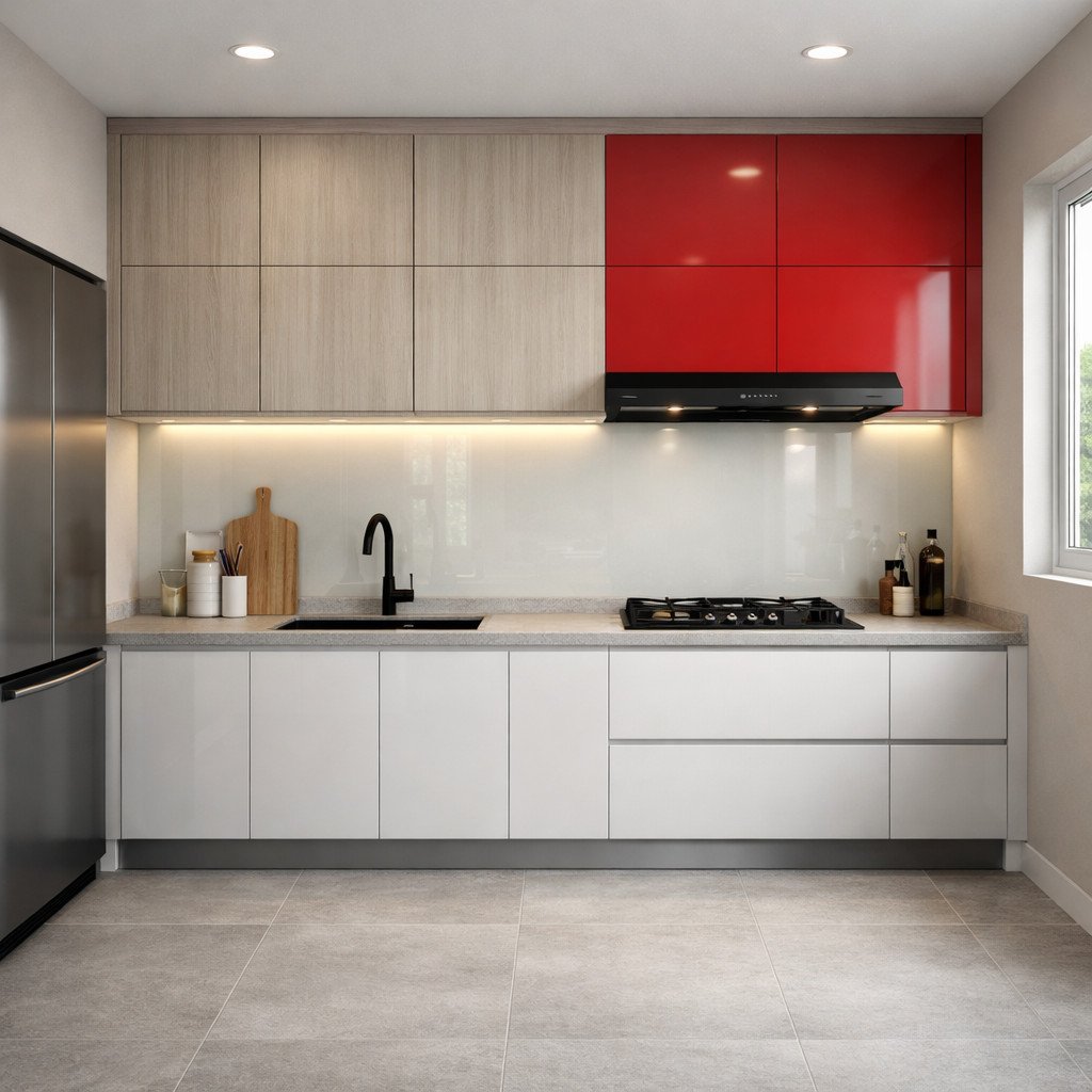 Kitchen set minimalis modern yang bersih, elegan, dan terlihat mahal