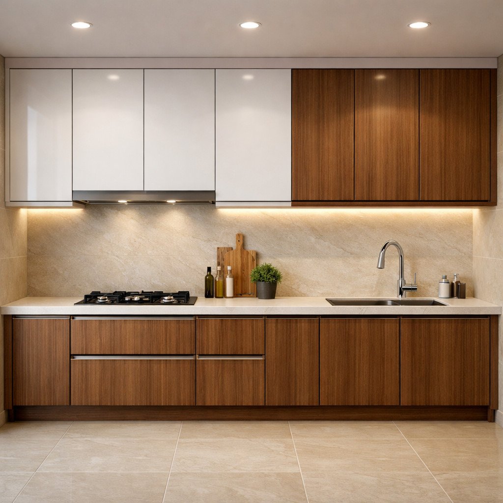 Kitchen set premium custom dengan finishing rapi dan sistem lengkap