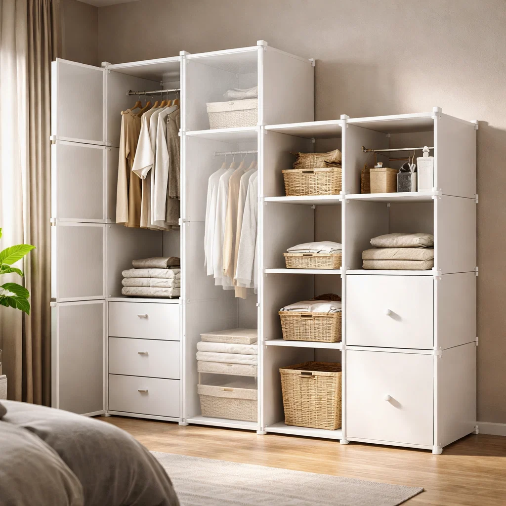 Lemari pakaian plastik modular yang fleksibel dan hemat ruang