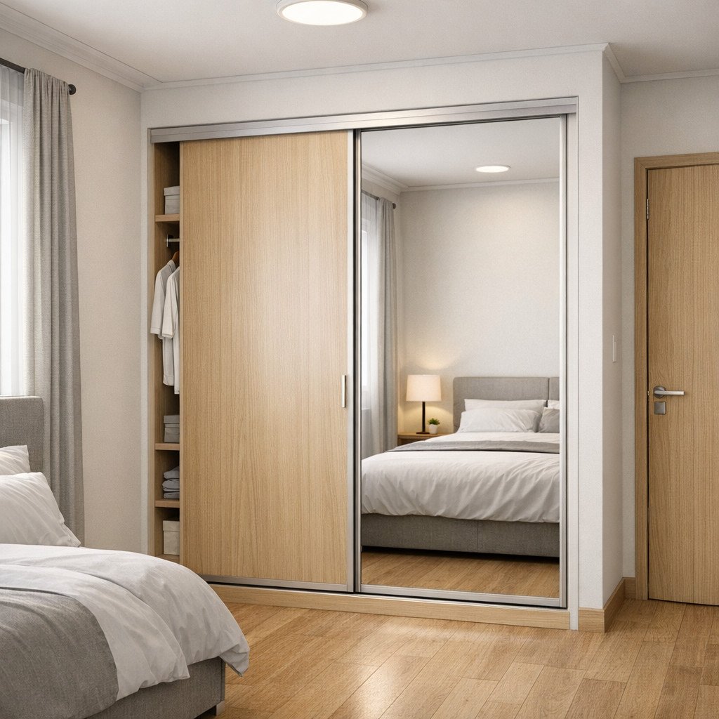 Lemari sliding minimalis yang hemat ruang dan tetap terlihat modern