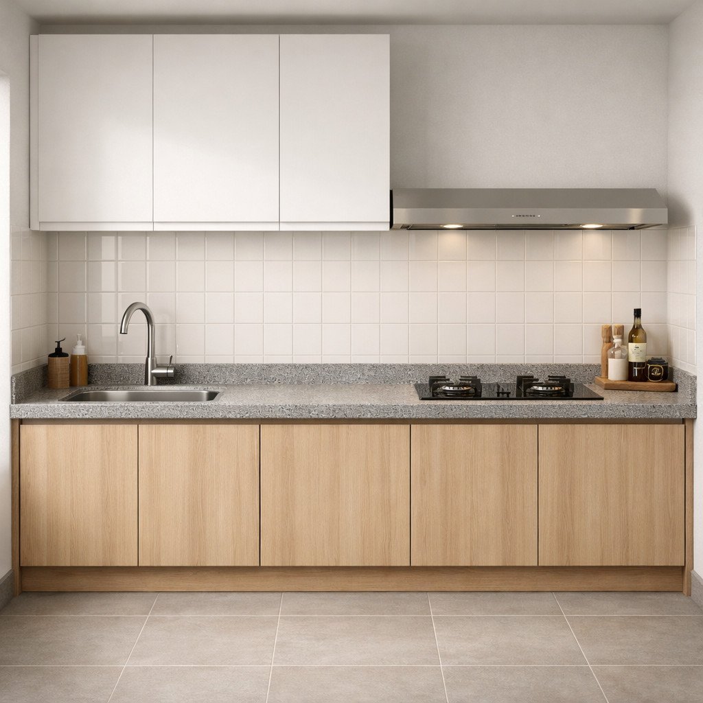 Meja dapur minimalis 180 cm dengan zona kerja yang lebih nyaman