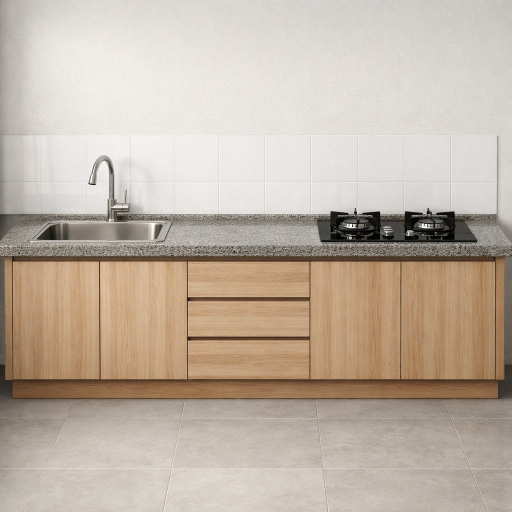 Meja dapur minimalis 200 cm yang nyaman untuk dapur keluarga