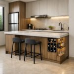 Mini bar dapur dengan storage tersembunyi yang rapi dan fungsional