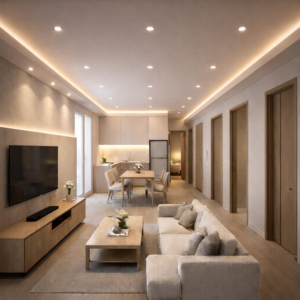 Sistem pencahayaan presisi untuk interior rumah minimalis yang bersih dan rapi