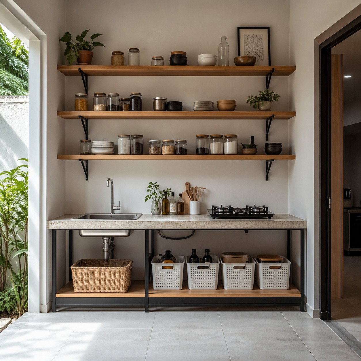 dapur sederhana tanpa kitchen set yang ringan praktis dan mudah dirawat