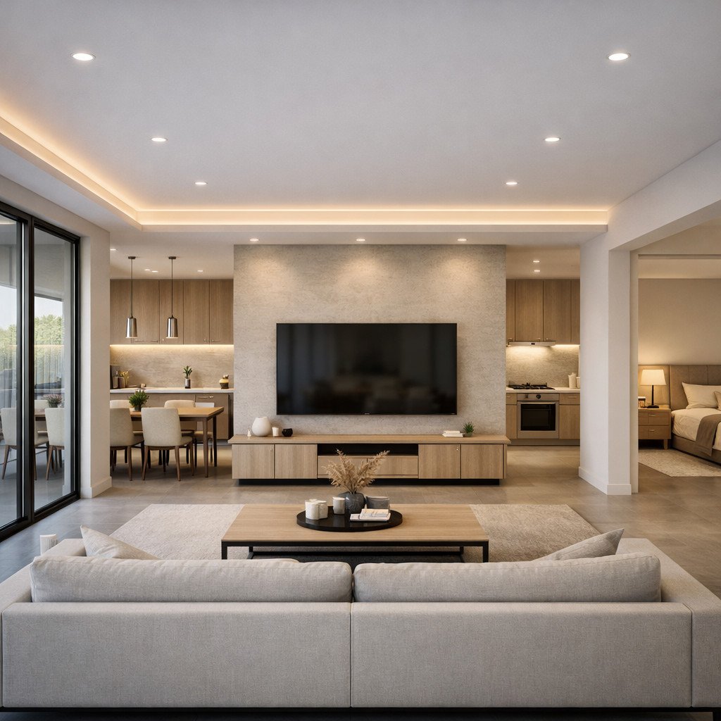 desain rumah 1 lantai minimalis modern elegan dengan garis tegas dan presisi