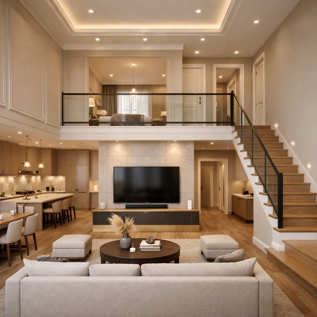 desain rumah 2 lantai minimalis modern elegan bergaya transitional yang berkelas