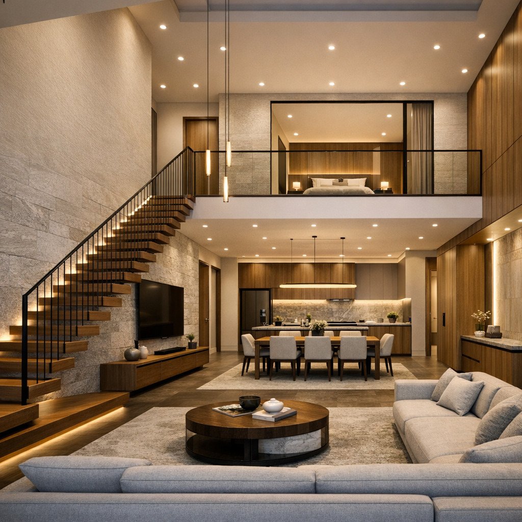 desain rumah 2 lantai terbaik dengan konsep quiet luxury yang elegan