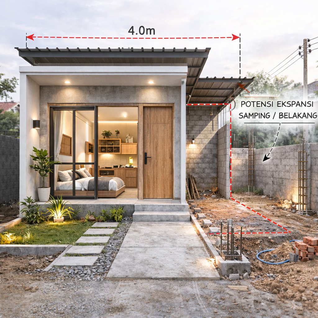 desain rumah 4x6 konsep rumah tumbuh yang fleksibel dan bertahap