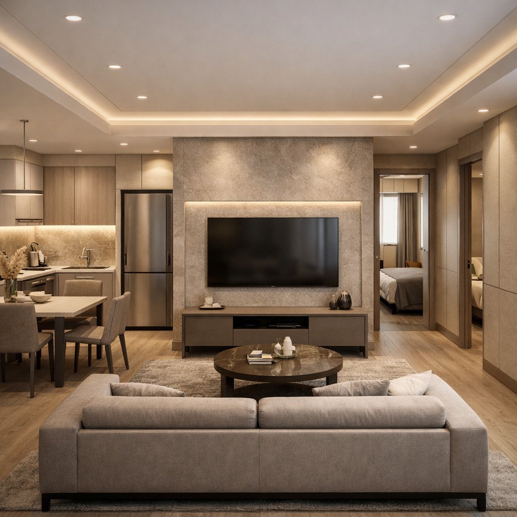 desain rumah 6x10 2 kamar dengan konsep quiet luxury yang elegan