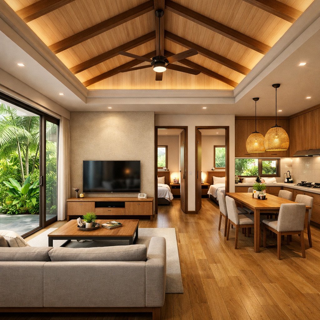 desain rumah 6x10 2 kamar tropical modern yang sejuk dan fungsional