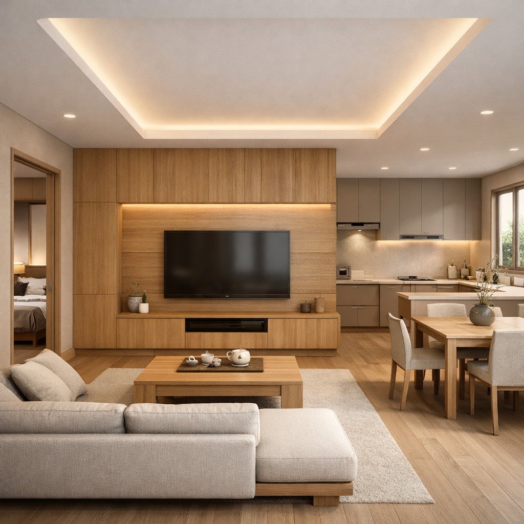 desain rumah 6x10 3 kamar Japandi yang tenang dan nggak bikin capek mata