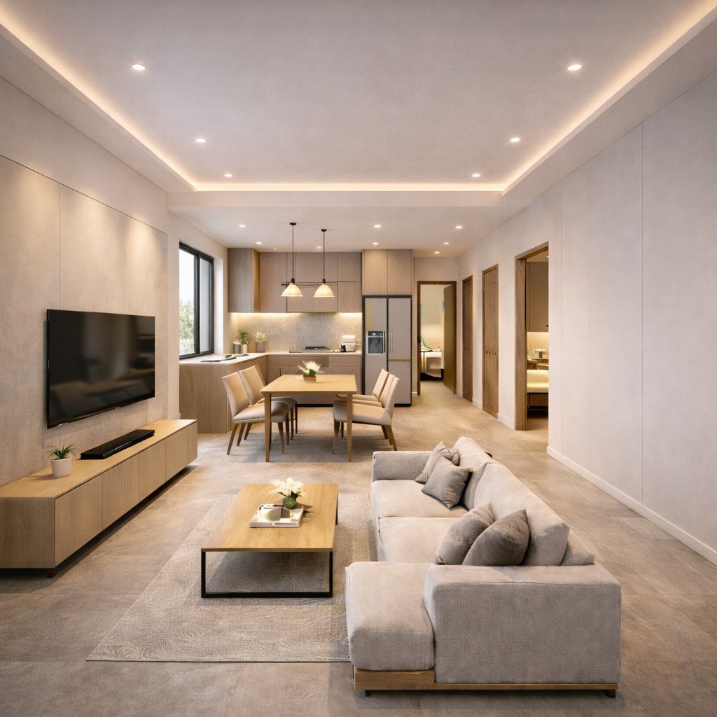 desain rumah 6x12 modern minimalis rapi dengan layout presisi tanpa ruang mati