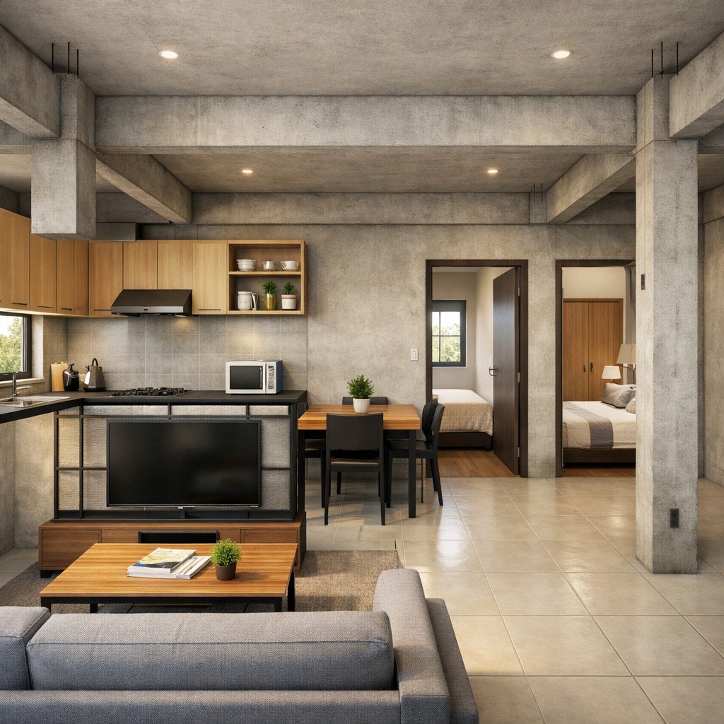 desain rumah industrial low budget dengan konsep rumah tumbuh bertahap