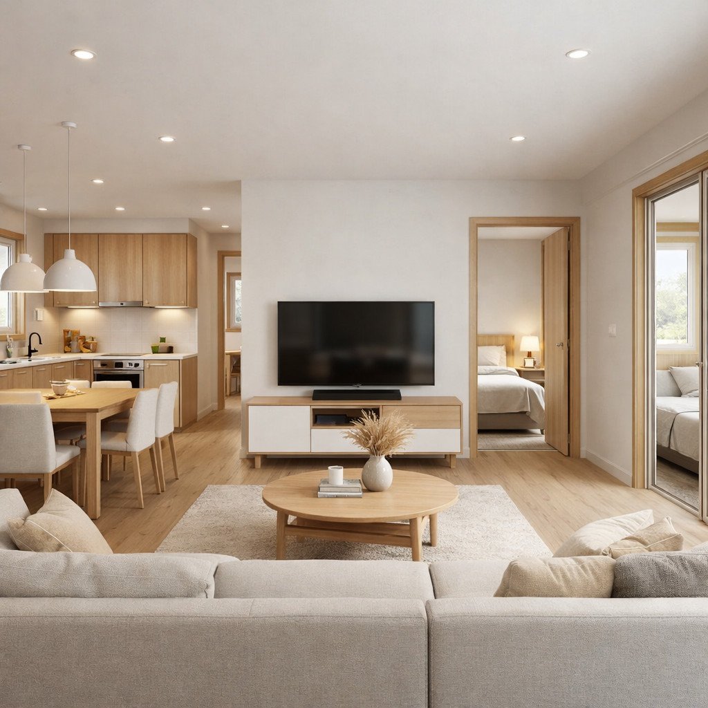 desain rumah minimalis 1 lantai Scandinavian yang terang dan hangat