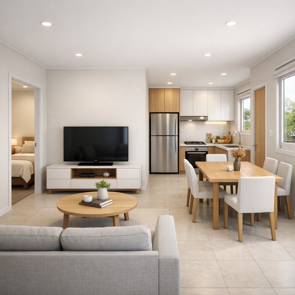 desain rumah minimalis 1 lantai open plan yang lega dan fungsional