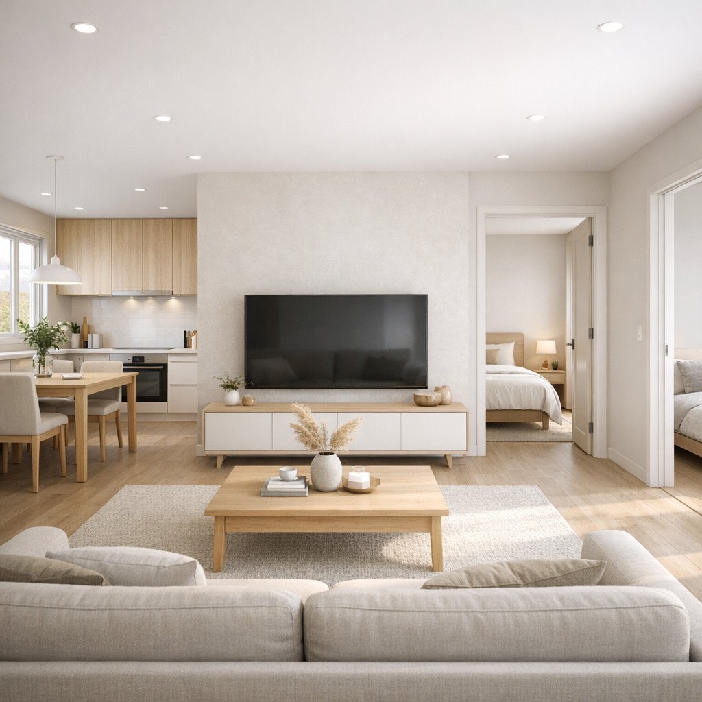 desain rumah minimalis 2 kamar Scandinavian yang terang dan terasa luas