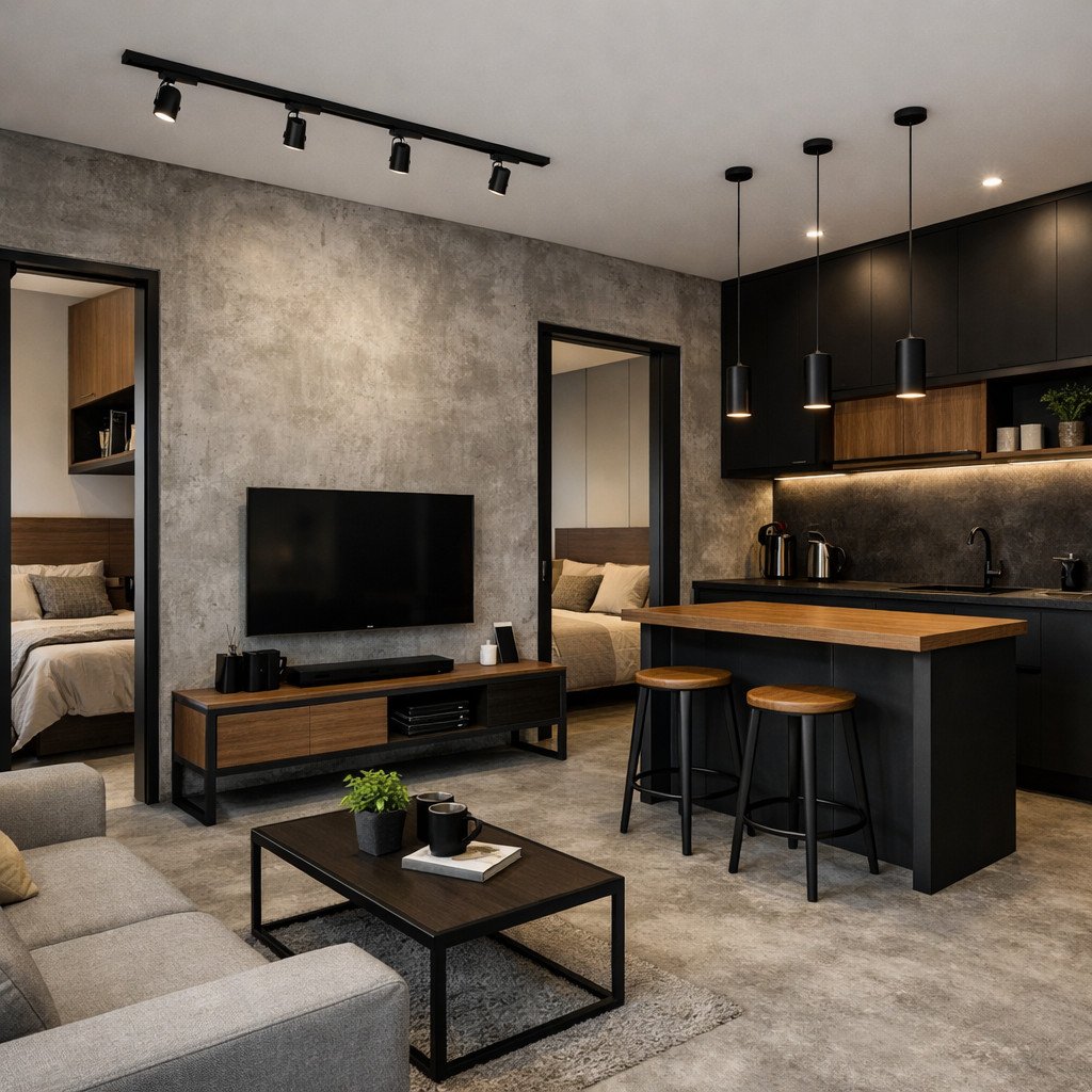 desain rumah minimalis 2 kamar modern contemporary yang bersih dan fleksibel