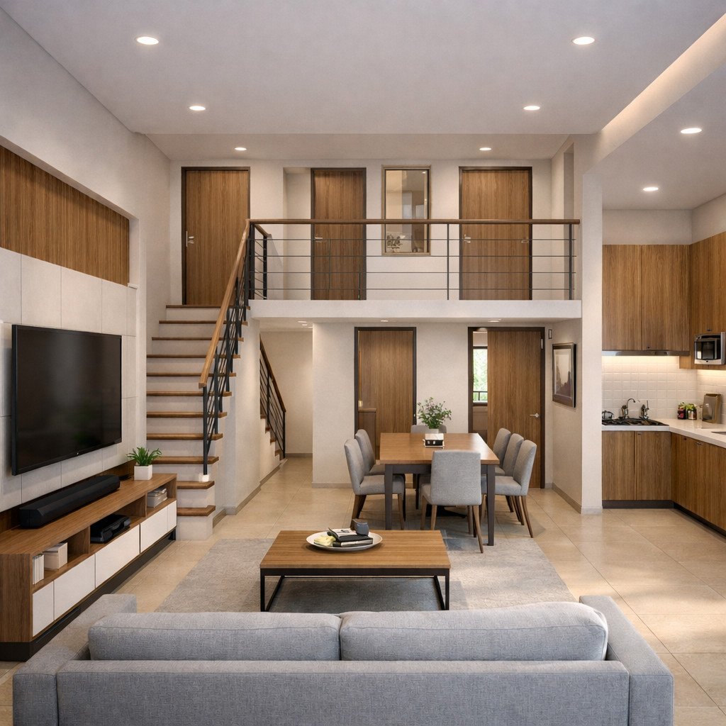 desain rumah minimalis 2 lantai 6x12 dengan 4 kamar yang fungsional