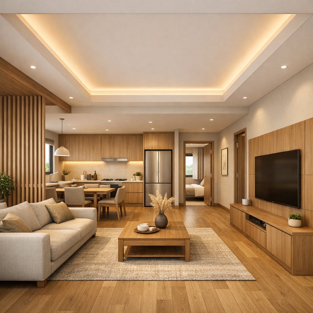 desain rumah minimalis 3 kamar Japandi yang hangat dan menenangkan