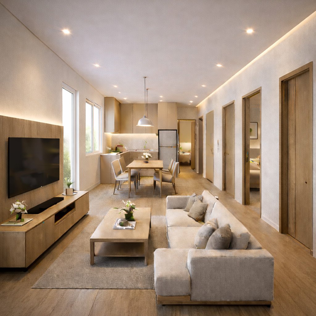 desain rumah minimalis 3 kamar gaya Japandi yang hangat dan menenangkan