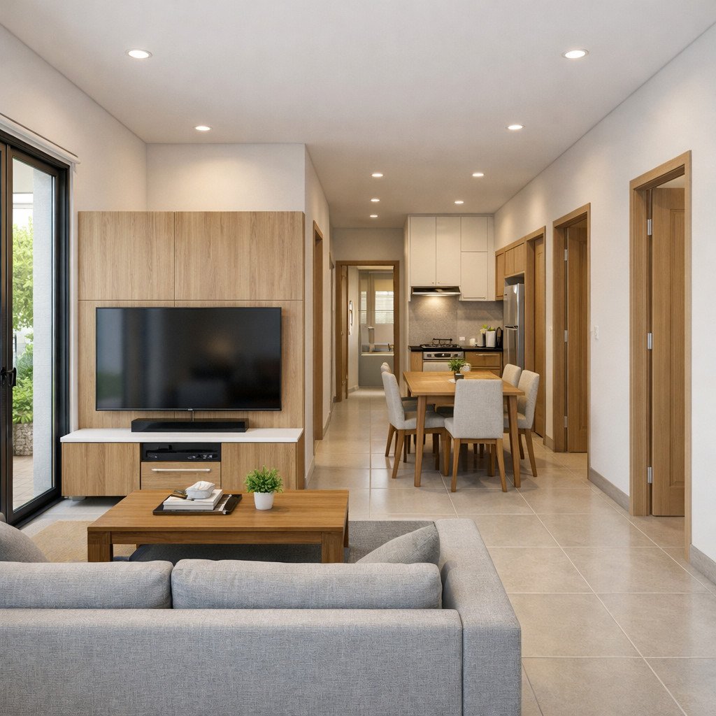 desain rumah minimalis 3 kamar ukuran 7x9 dengan layout linear yang efisien