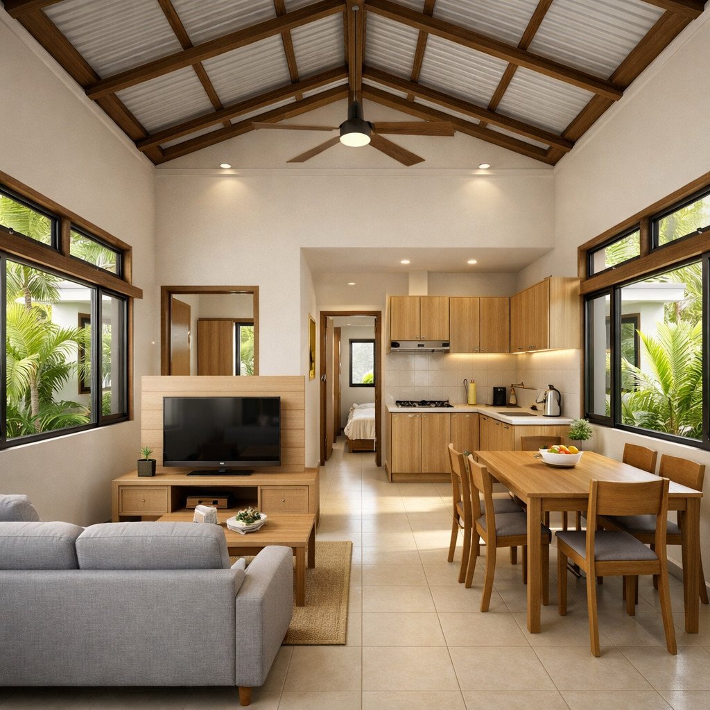 desain rumah minimalis 70 juta tropis dengan ventilasi dan cahaya maksimal