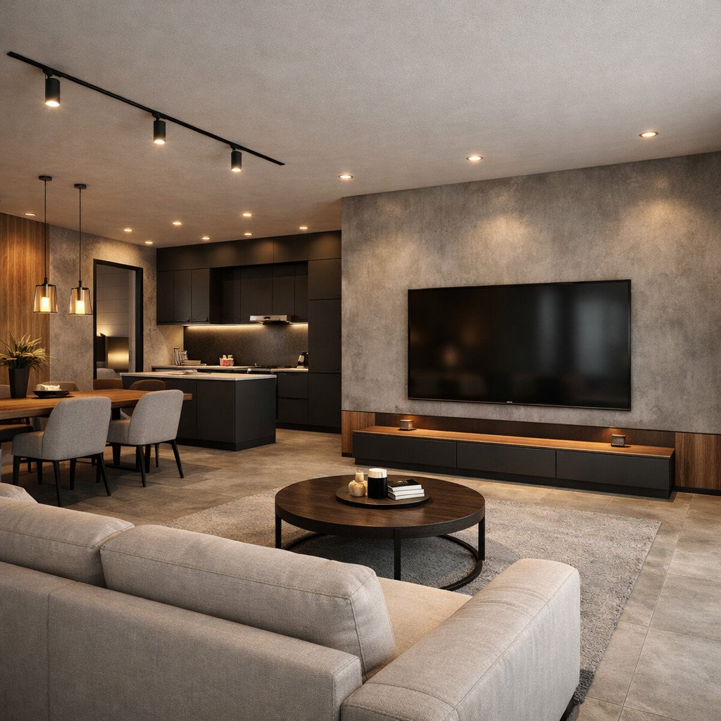 desain rumah minimalis elegan dengan sentuhan industrial soft yang modern