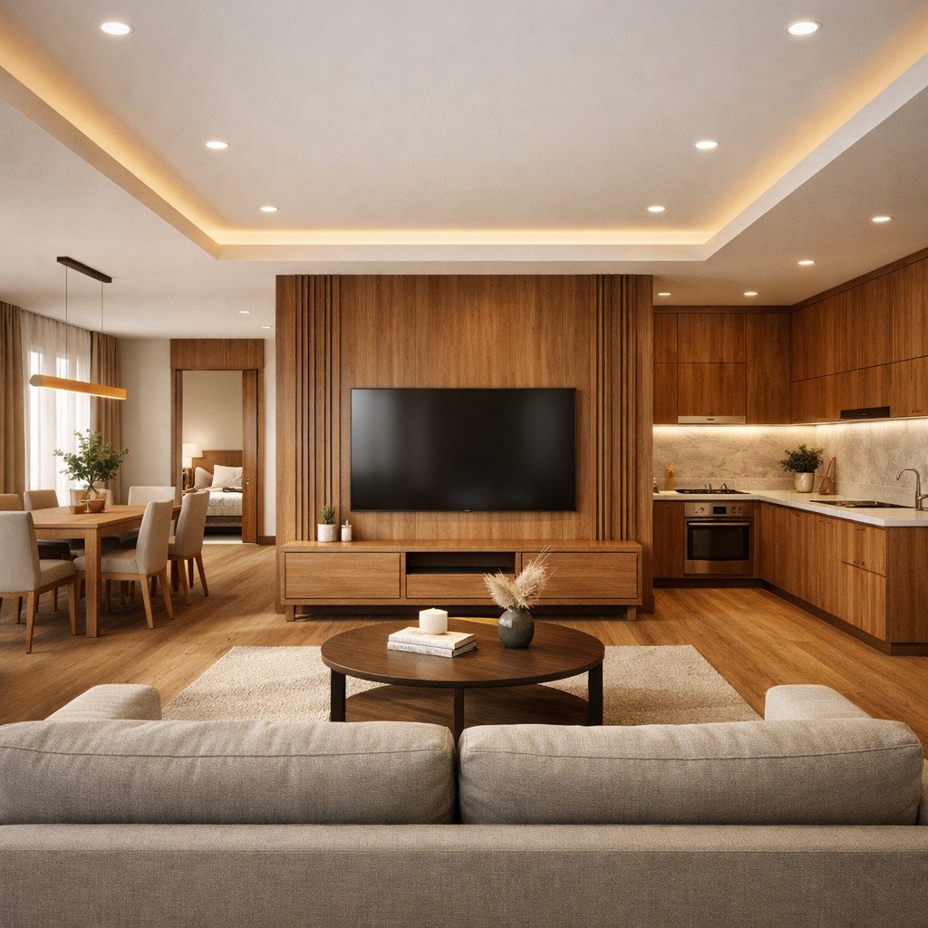 desain rumah minimalis elegan natural wood yang hangat dan berkelas