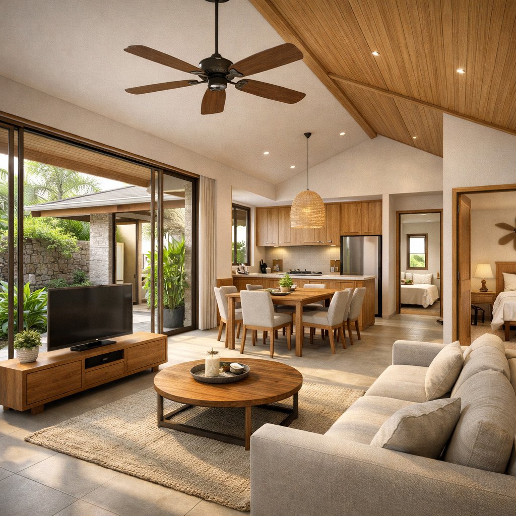 desain rumah minimalis tropical yang sejuk, terang, dan natural