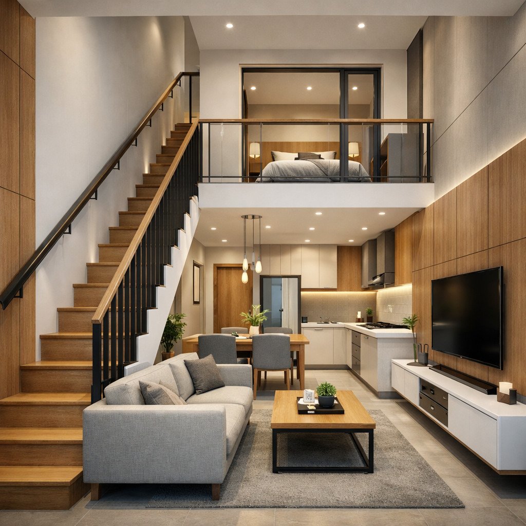 desain rumah modern minimalis 2 lantai compact yang fungsional dan tegas