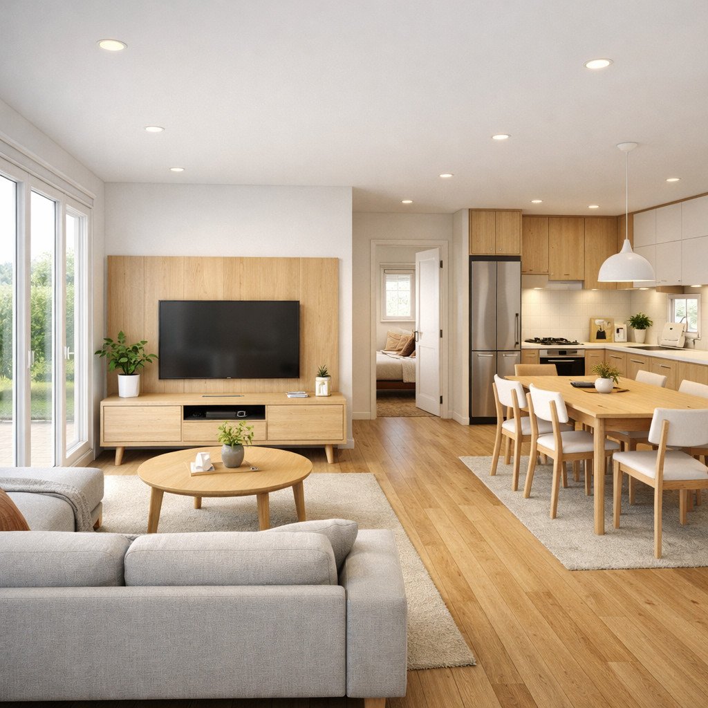 desain rumah sederhana gaya Scandinavian yang terang dan ramah keluarga