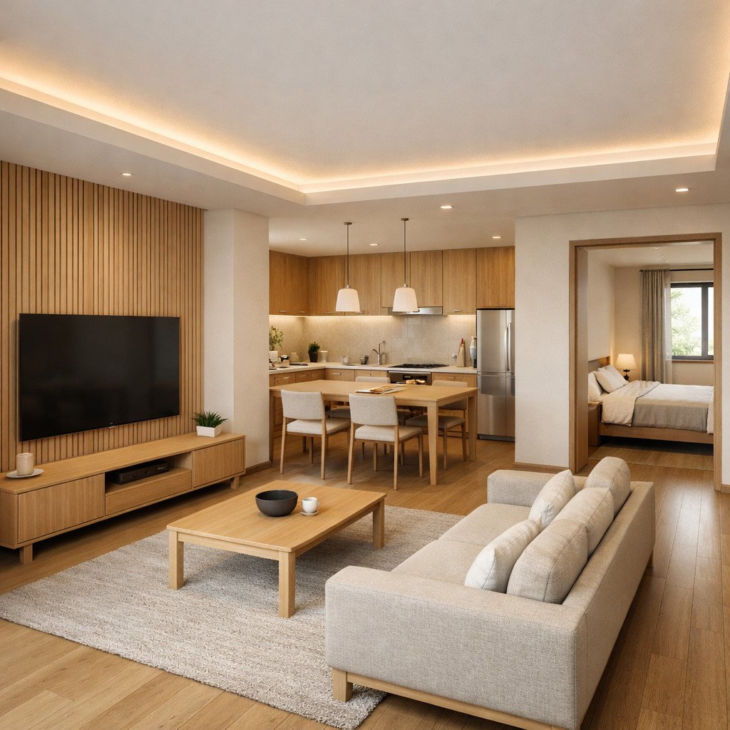 desain rumah sederhana japandi yang tenang, rapi, dan tetap hangat