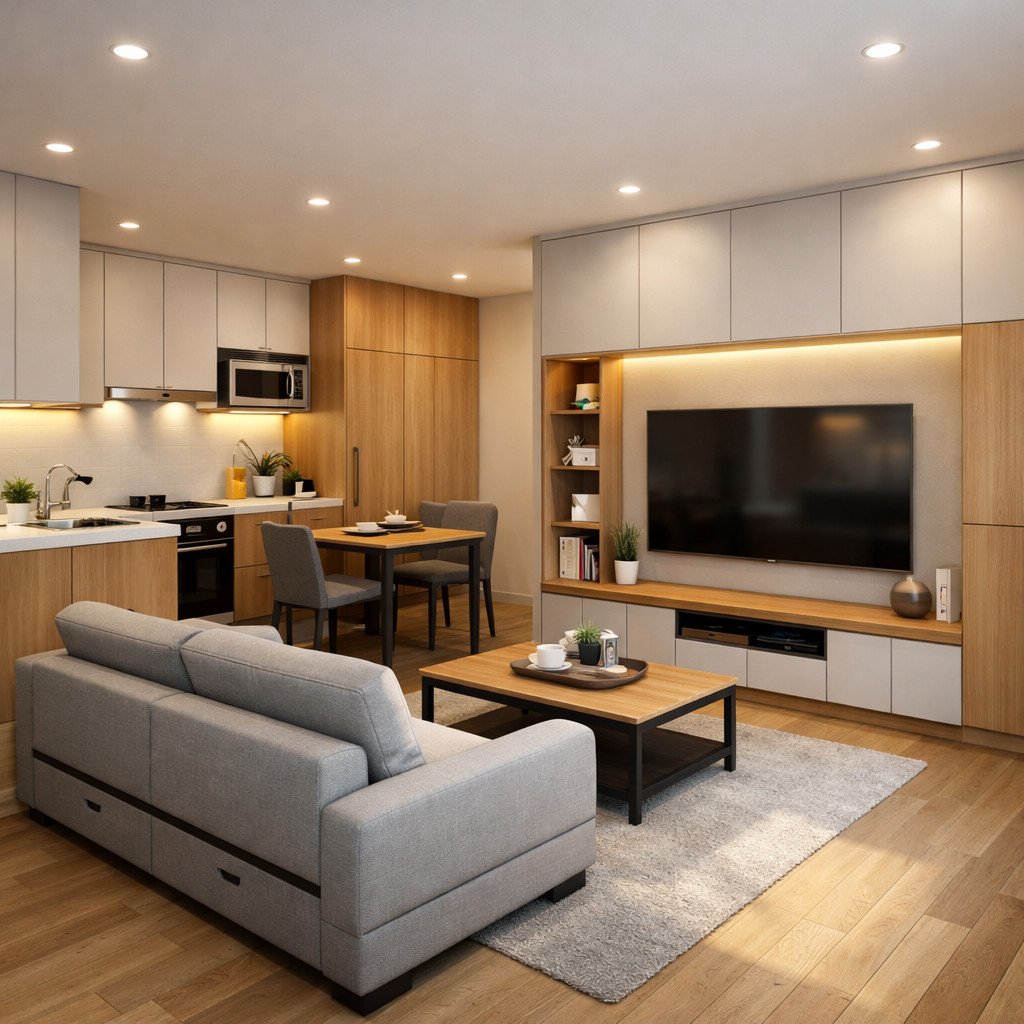 interior rumah minimalis modern dengan smart storage yang fungsional maksimal
