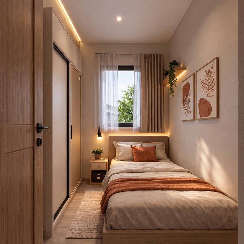 5 Inspirasi Desain Kamar Tidur Minimalis 2x3 yang hangat dan personal