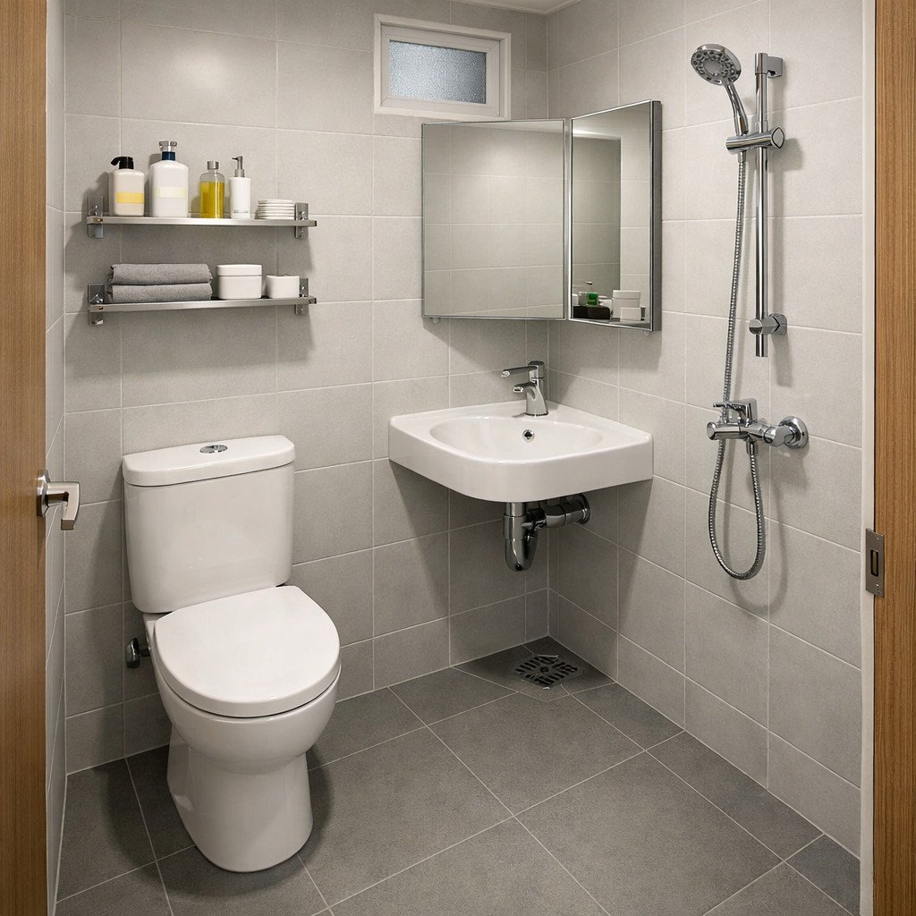 Desain kamar mandi 2x2 yang compact dan tetap fungsional