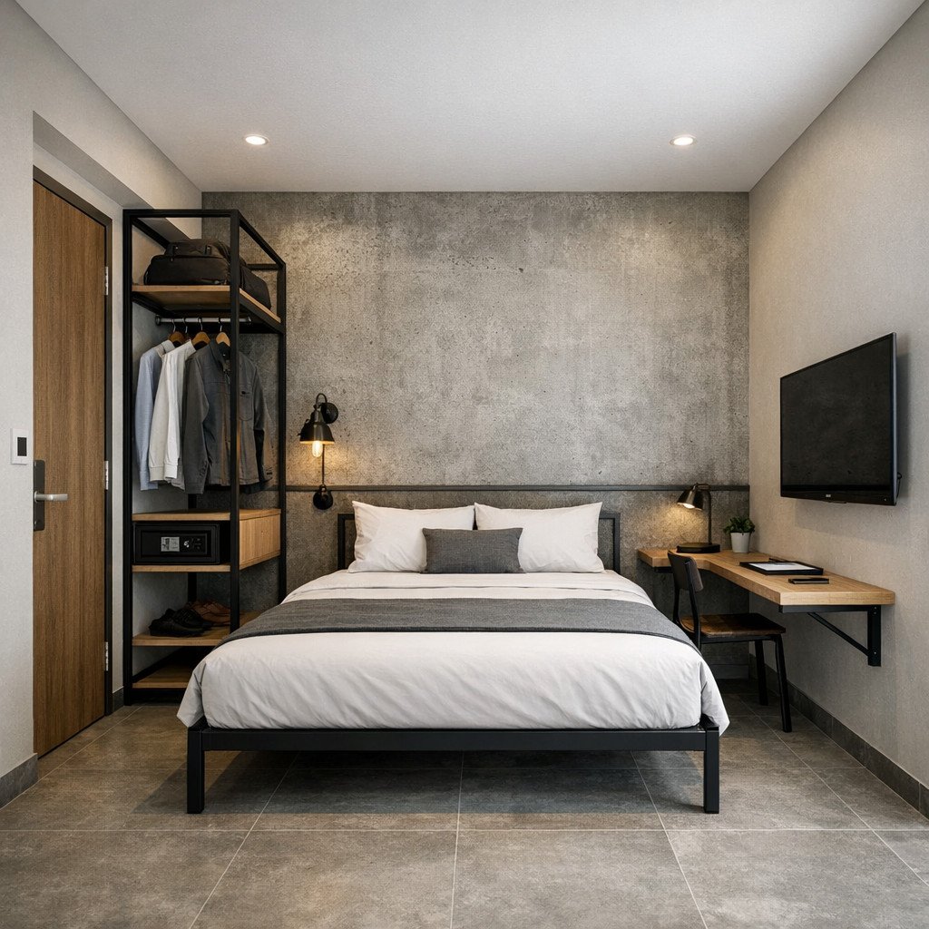 Kamar hotel 3x3 industrial yang ringkas dan tahan lama