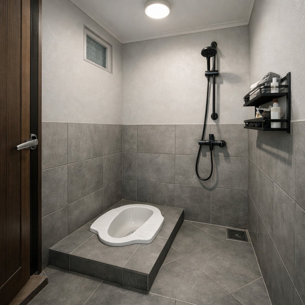 Kamar mandi industrial sederhana yang modern dan hemat biaya