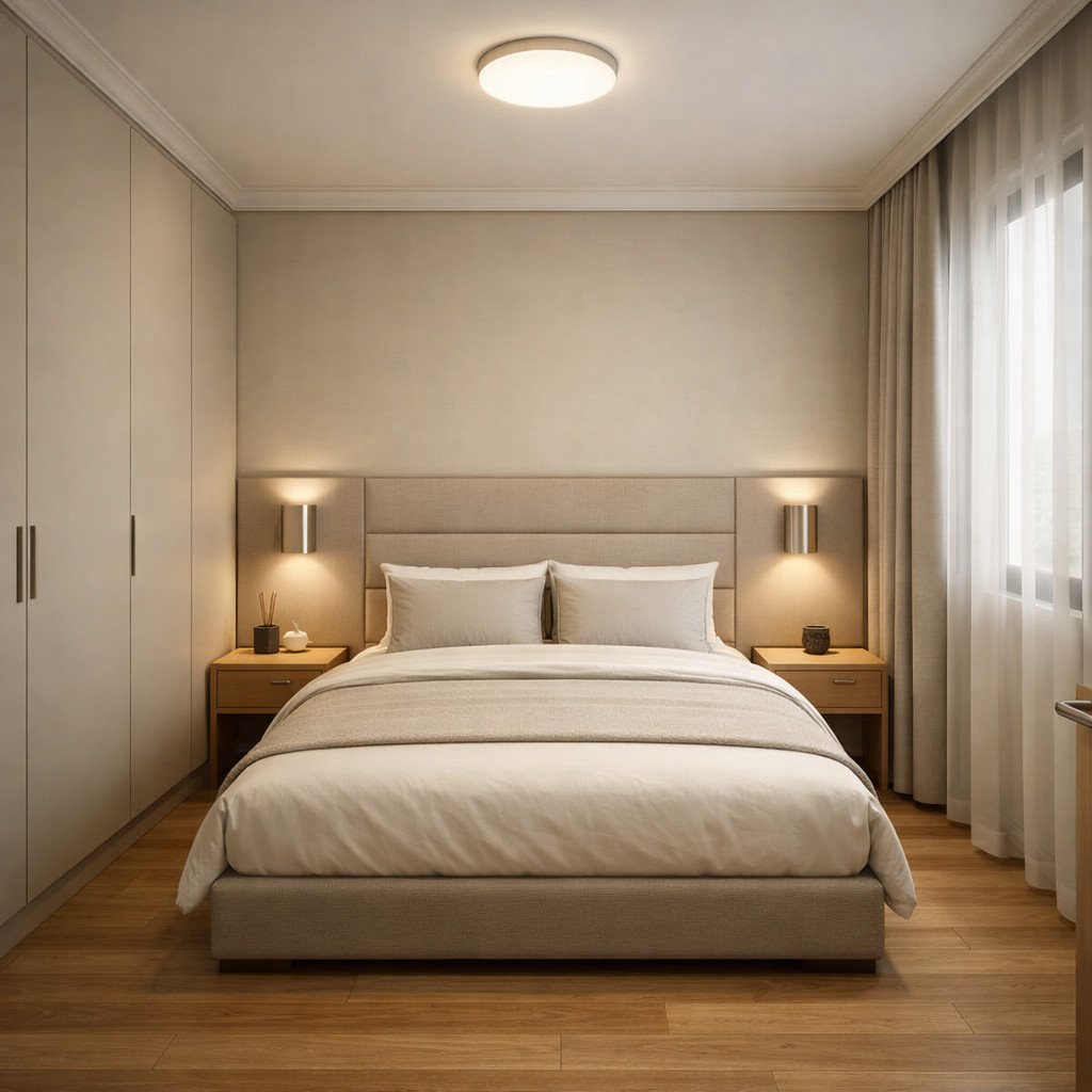 Kamar tidur 3x3 elegan dengan sentuhan quiet luxury