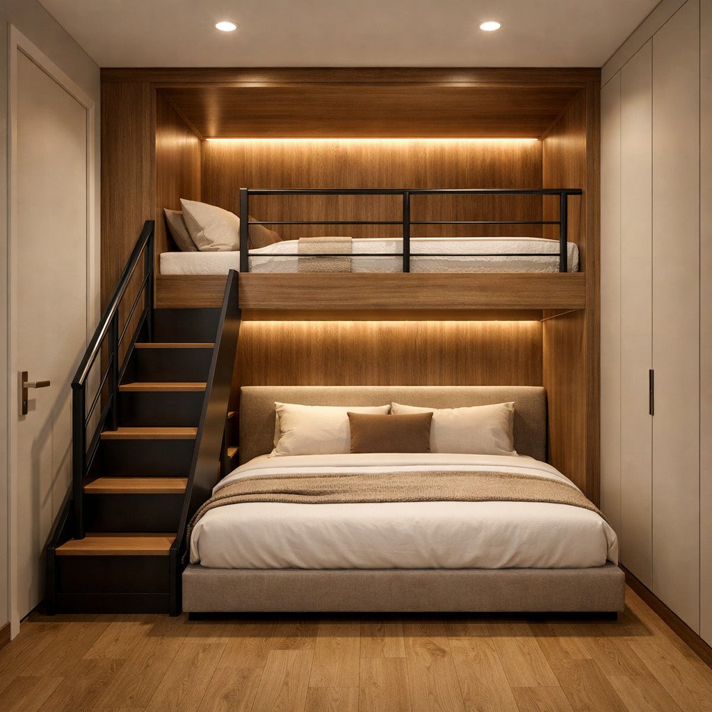 Kamar tingkat 3x3 dewasa dengan nuansa quiet luxury elegan