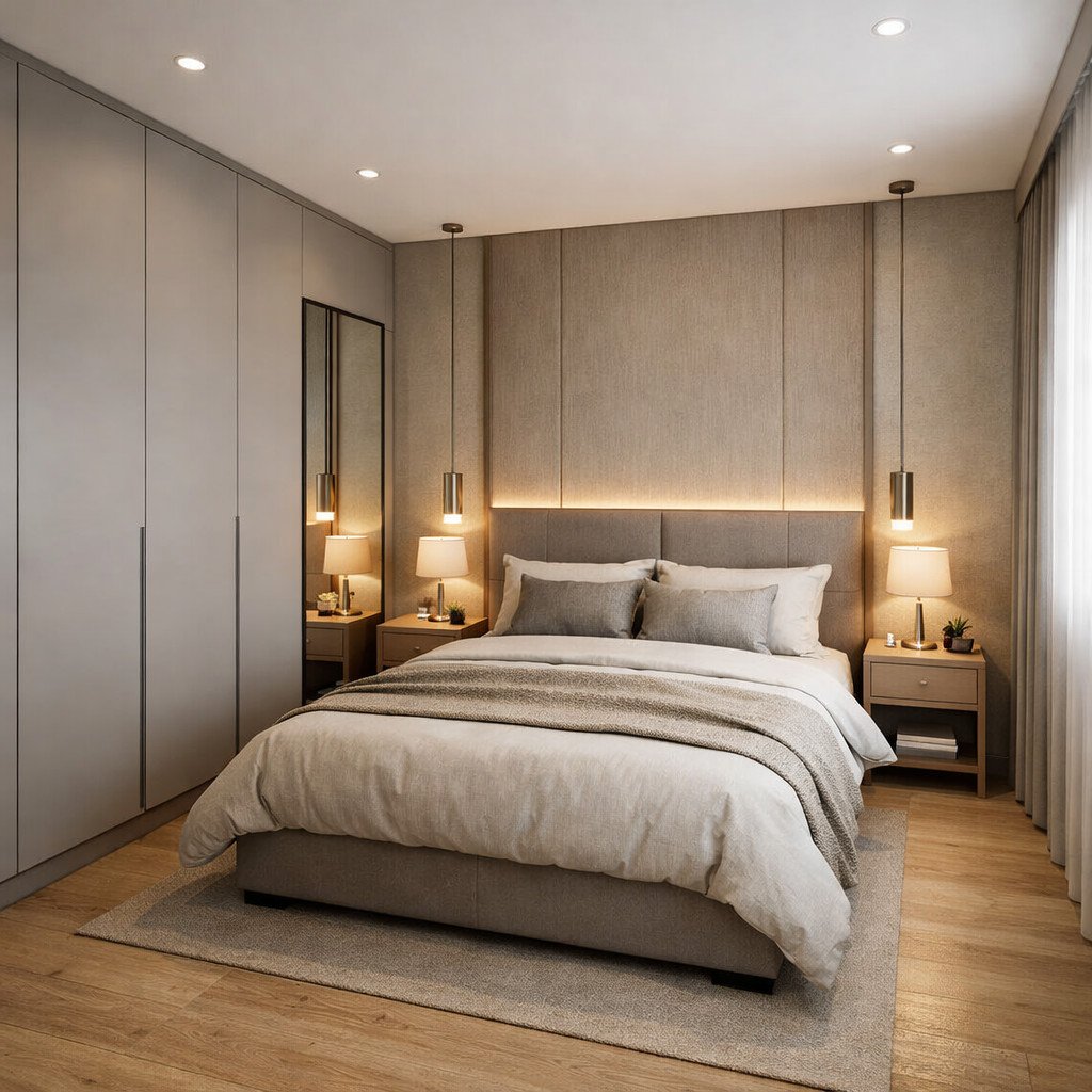 desain kamar 3x4 untuk suami istri dengan konsep quiet luxury elegan